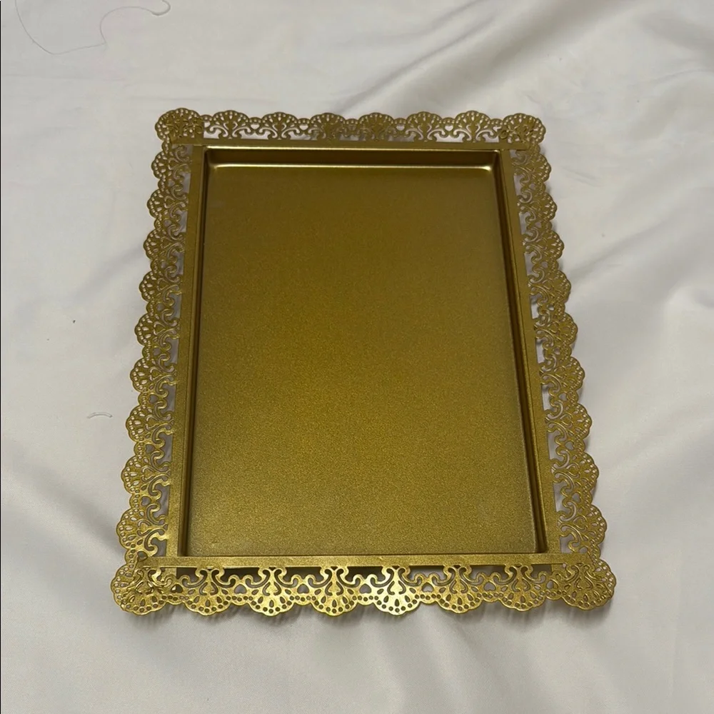 Elegant Gold Decorative 2 Piece Tray size 14+10 inches #701